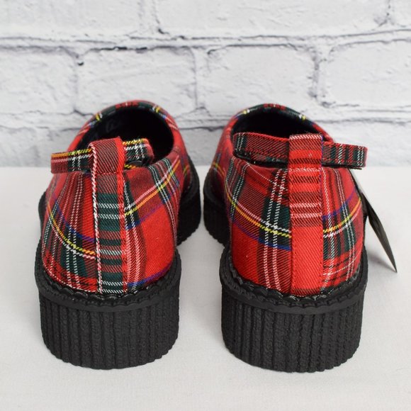 NEW IN BOX T.U.K. Footwear Red Plaid Pointed Ballet Creeper - Picture 5 of 8
